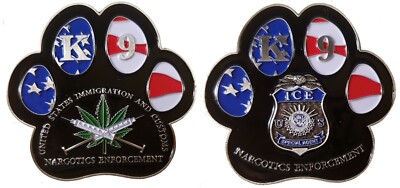 ICE NARCOTICS ENFORCEMENT K-9 CHALLENGE COIN CPO MSG CIA FBI  2''  90