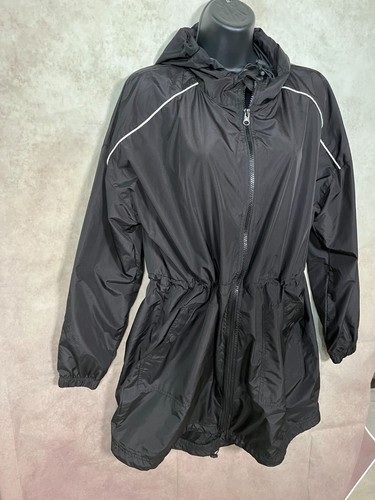 Avia Women’s Black Windbreaker Jacket Hooded Zipper Front Size M (8-10) - Picture 2 of 8