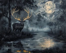 A Phantom Deer with Glowing Antlers 8x10 Matte Print