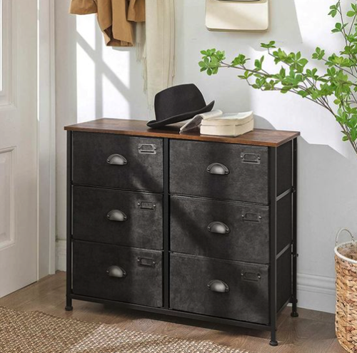 Industrial Fabric Bedside Storage Table Dresser Cabinet Drawers Unit Shelves - Picture 30 of 45