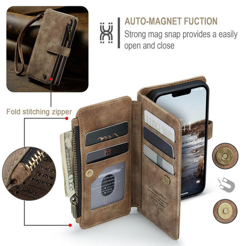 For iPhone 15 14 13 12 11 Pro Max XS XR 8 7 6 Magnetic Leather Cover Wallet Case - Picture 7 of 59