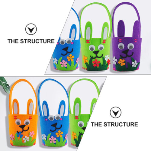 3 Pcs Easter Flower Basket Child boutiques Gift Storage Bag Treat Pouch