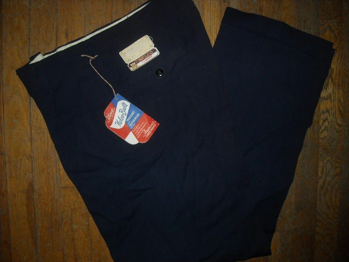 50s rayon gabardine slacks 【blue-green 】 VTG 40 50S MEN NEW 29 X