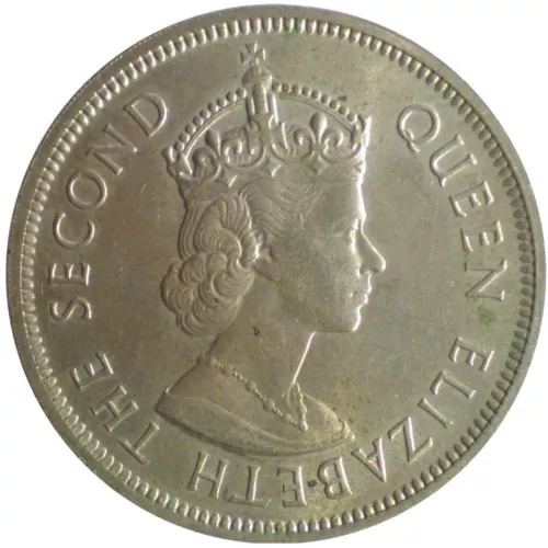 1960 Hong Kong 1 Dollar Nice and Well-defined Coin (KM 31) with Elizabeth II