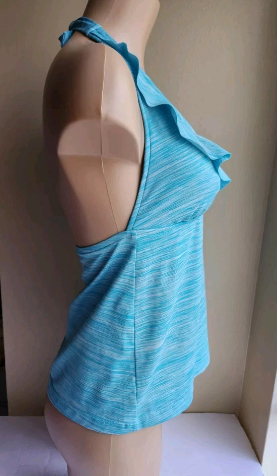 Camiseta Tankini Mossimo Azul Turquesa Talla Grande Borde con Volantes Nueva Sin Etiquetas Foto 4 de 4