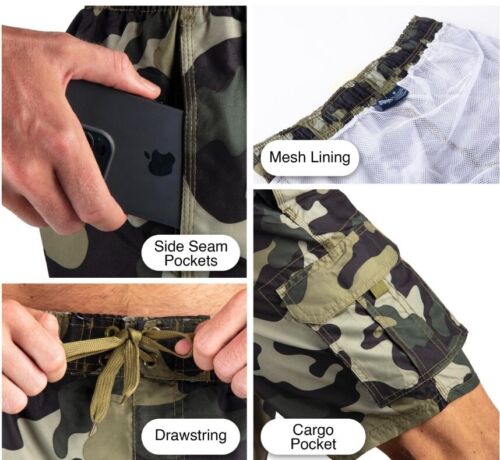 NWT KANU Men's Board Shorts Green Camo 4X Swim Trunks sun protection big, Tall - Picture 2 of 20