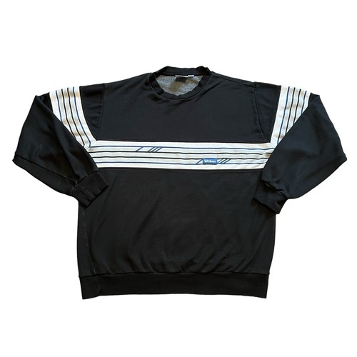 Vintage Wilson Sweatshirt Mens Large Black Cotton Acrylic Crew Neck Pullover 90s - Picture 2 of 17