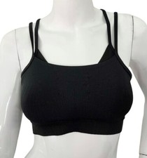 {NIKE} Sports Bra Sz M Black Ribbed Active We...