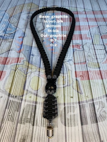 550 cordón paracord / cordón para el cuello / correa de identificación / llavero negro / grafito B7, C2 - Imagen 2 de 7