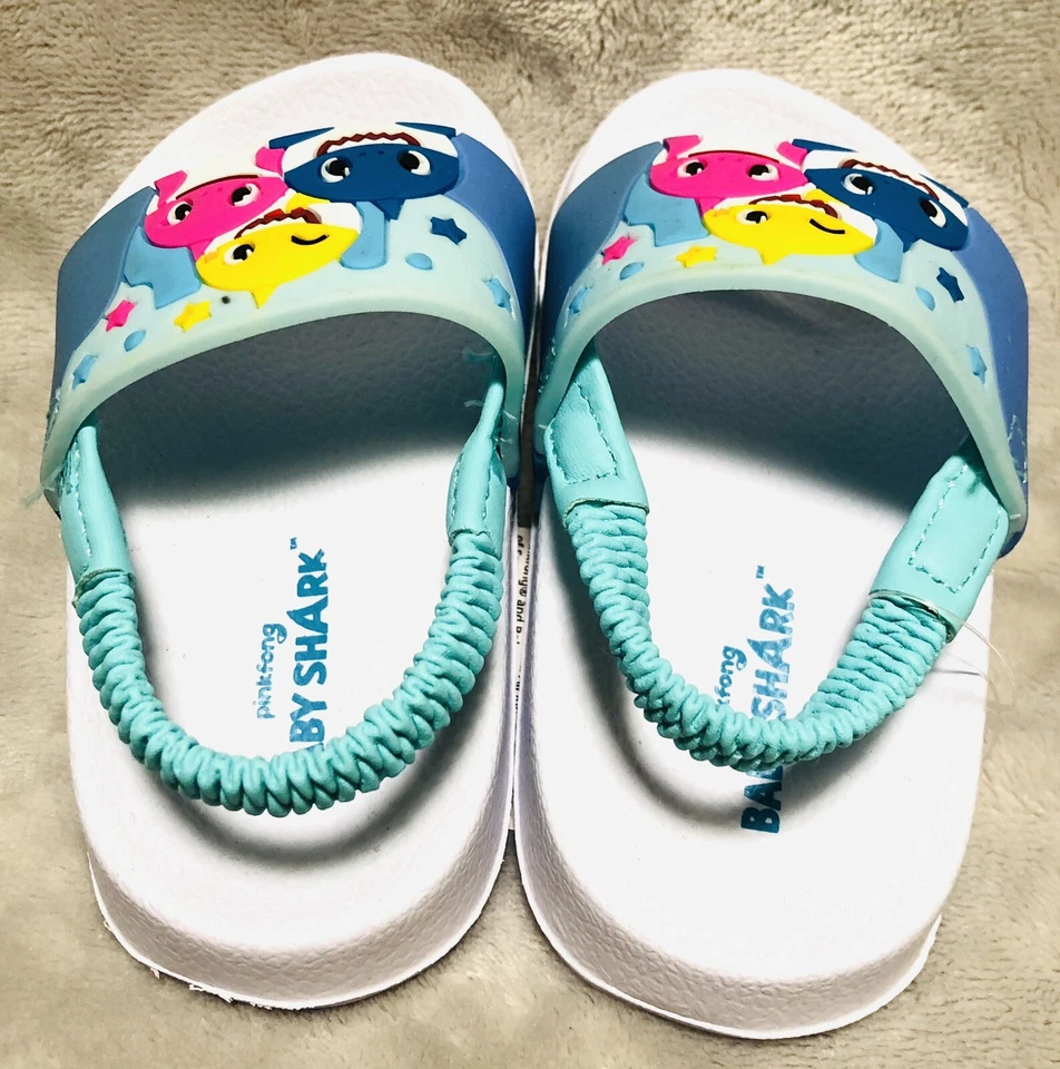 NUEVAS Sandalias Bebé Tiburón Azul y Blanco Correa Trasera/Sin Cordones Niño Pequeño Talla 3 Foto 4 de 4