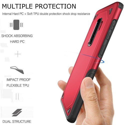 Funda protectora de poliuretano termoplástico roja con diseño de doble capa a prueba de golpes para Samsung Galaxy S9 Plus - Imagen 5 de 9