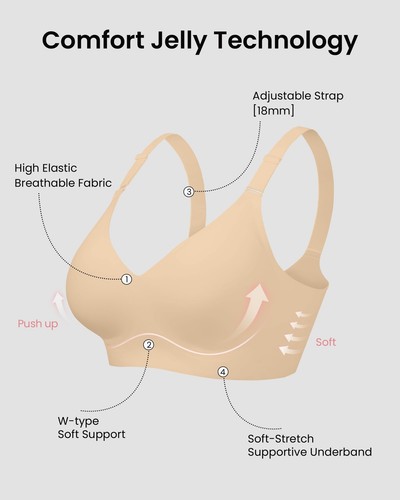 Wireless Push Up Bra for Women Full Coverage Support Size M Semolina - Picture 5 of 7