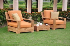 DSLV Grade-A Teak Wood 3 pc Outdoor Garden Patio Sofa Lounge Chair Set New