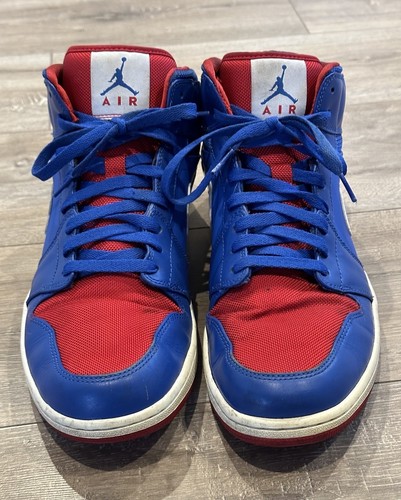 NIKE Air Jordan 1 Men’s Detroit Pistons Basketball Shoes 13 Blue Red 554724-407 - Picture 12 of 13