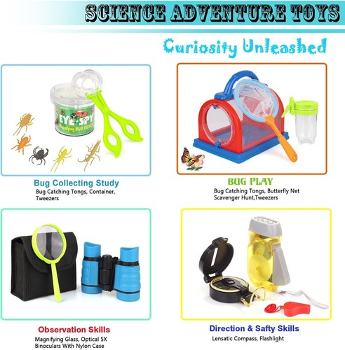 Outdoor Explorer Kit & Bug Catcher Kit with Binoculars, Compass, Magnifying G... - Picture 4 of 8