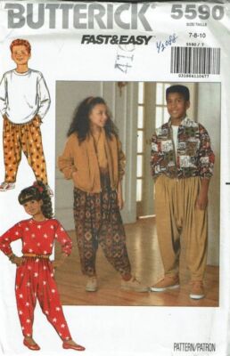 Butterick Sew Pattern 5590 Boy Girl Child's ZOUAVE MC Hammer
