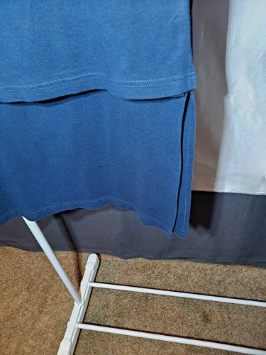 Women Cotton Navy Two Piece Short Sleeve Top & Matching Maxi Skirt w/Side Slits - Picture 7 of 7