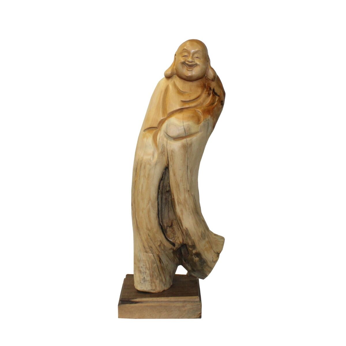 Chinese Cypress Wood Carved Irregular Shape Happy Buddha Statue ws996S Chinese Cypress Wood Carved Irregular Shape Happy Buddha Statue ws996S
