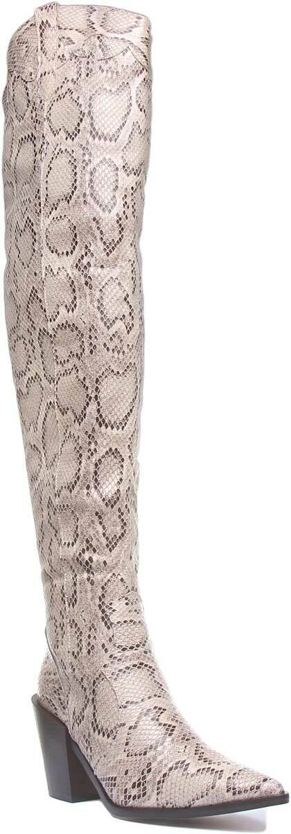 Damenstiefel mit hohen Abstzen im Schlangendruck UK Gren 3 - 8 16290₽