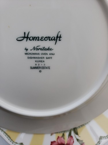 4 Noritake Homecraft SOMMER NACHLASS gelber Streifen Blumenmuster 8,5" Salatteller Set Menge - Bild 3 von 3