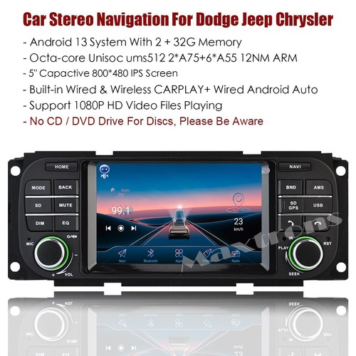 Car Stereo Radio Head Unit Navigation For Jeep Dodge Ram Chrysler Apple Carplay - Picture 2 of 8