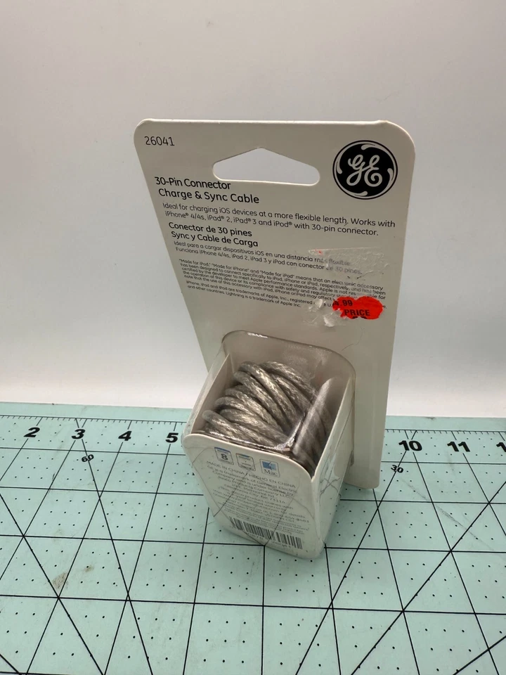 GE USB to 30 Pin Connector New Ultra Charge & Sync Cable Pc Or Mac 9 Feet - Image 3 of 4