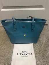 Rare and Discontinued Coach Snoopy/Peanuts Woodstock Leather Tote Ocean Blue