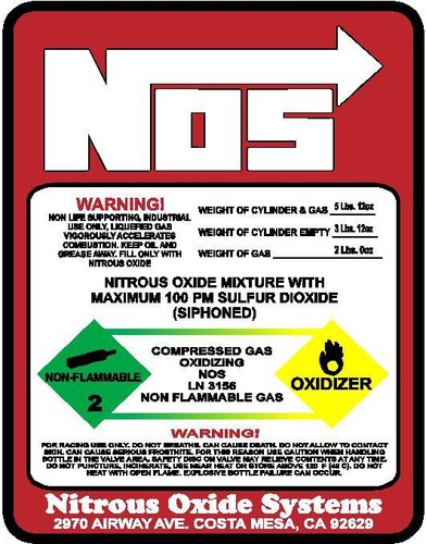 NOS BOTTLE REPLACEMENT LABELS 2 5 10 15 20 LB BOTTLE DECAL ...