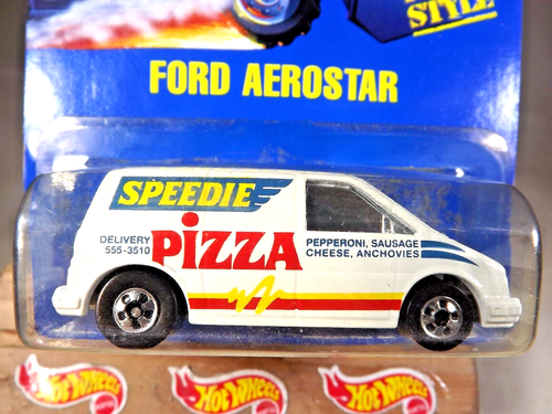 1990 Hot Wheels Speed Points Blue Card #186 FORD AEROSTAR White W/Phone # BW Sp - Picture 2 of 5
