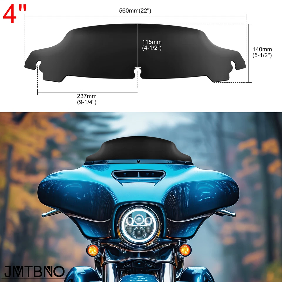 Parabrisas ondulado 4" 7" 9" para Harley Touring Street Glide Ultra Electra 2014-2023 Foto 3 de 4