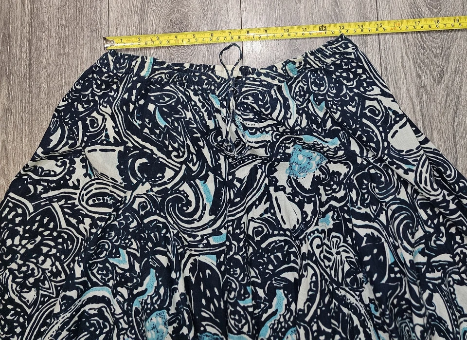 Falda midi Grace Elements estampado cachemir azul para mujer talla S cordón geométrico Foto 4 de 4