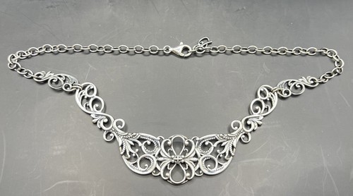 Carolyn Pollack Relios Sterling Silver 925 Scroll Filigree Choker Necklace NWOT - Picture 5 of 8