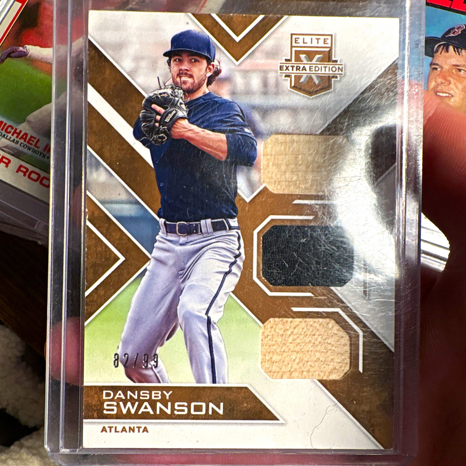 Panini 2016 Elite Extra Edition Dansby Swanson Triple Materials Holo Gold /99