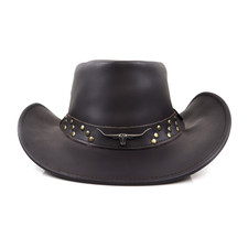 western style Cowboy Hats Black Genuine Leather Men and Women Western Hats