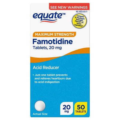 Equate Maximum Strength Acid Reducer 20 mg 50 Count Famotidine Tablets
