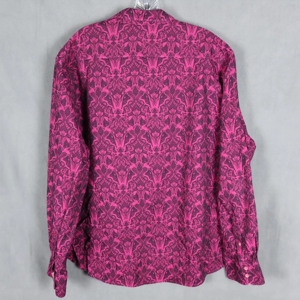 Camisa Robert Graham Para Hombres 3XL Púrpura Floral Cachemira Abstracto Calce Clásico Foto 4 de 4