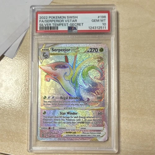 Serperior VSTAR 196/195 Silver Tempest Holo Secret Rare PSA 10