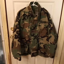 US Army Field Jacket Mens Large Regular Woodland Camo Cold Weather