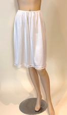Vintage Vassarette white half slip with Lace back slit size Large
