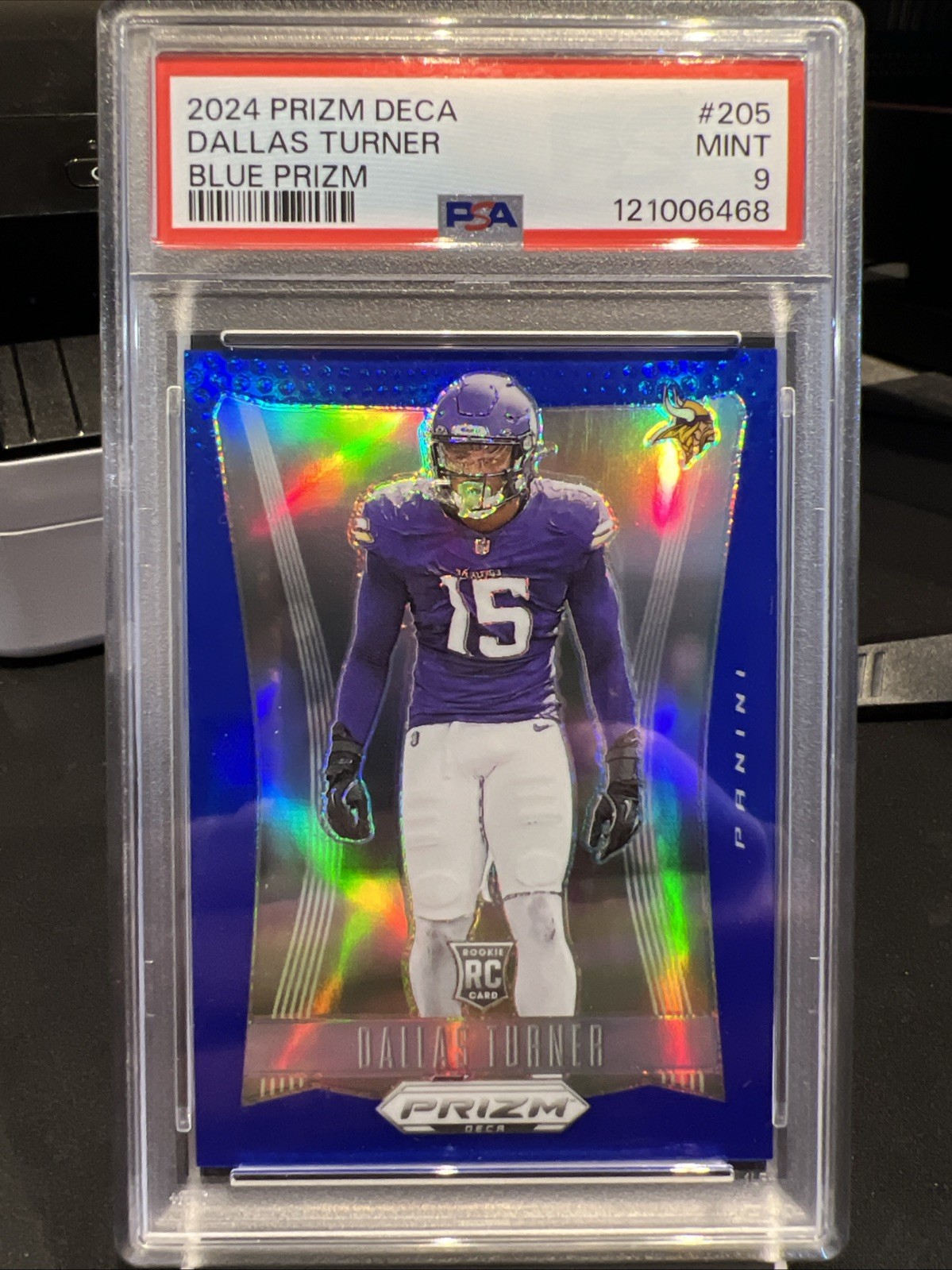 2024 Panini Prizm Deca Dallas Turner Blue Prizm /149 Vikings Rookie RC PSA 9