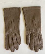 Vtg FOWNES Classic Leather Gloves Antron Lining Philippines Women Size 7 Taupe
