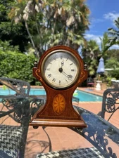 1910’s Swiss FHF Fontainemelon Balloon Mantel Clock - Mahogany w/Satinwood Inlay