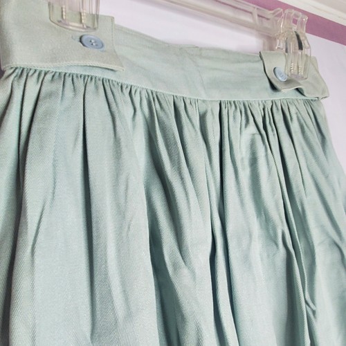 100% Silk Vintage Pastel Mint Green Skirt Midi Tea Length Luxury 70s 80s Chic 28 - Picture 5 of 8