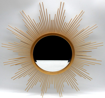 Gold Sunburst 23'' Boho Retro Round Wall Mirror Hanging Wall Decor