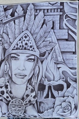 One Of A Kind, Original Cloth Prison Art Paño 22'' X 22''All Black Pen