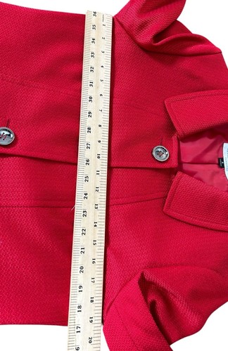 Tahari Blazer A-line Feminine Knit Jacket Size 8 Red Long Sleeve Collared Preppy - Picture 9 of 11