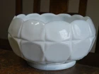 Vintage WHITE Milk Glass Duette DIAMOND Cushion Quilted ROSE NUT BOWL Free Bowl