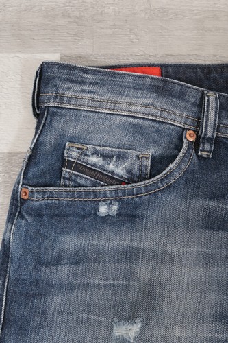 Mens Diesel THOMMER Slim Skinny Blue Distressed Jeans W36 L32 Wash 084DD - Picture 8 of 15