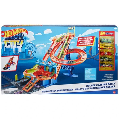 Hot Wheels City Roller Coaster Rally Spielset * 5 Die Cast Car * motorisierte Action
