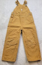 Carhartt Bib Overalls Boys 4T Brown Duck Canvas Double Knee Work Play Outdoor